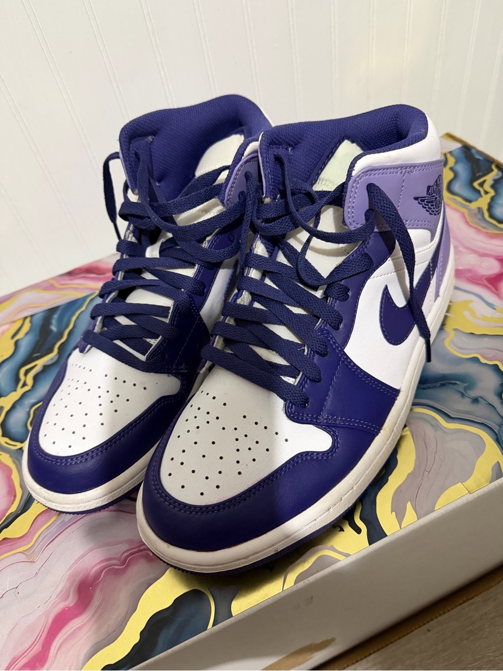 Jordan High-Top Sneakers in Purple and White
